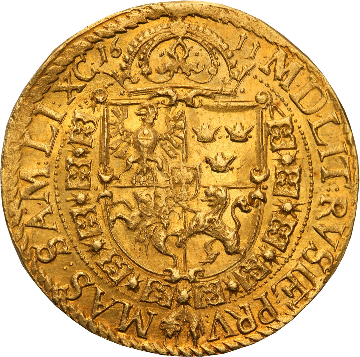 Zygmunt III Waza. Półportugał 5 dukatów 1611, Kraków NGC MS62 (MAX) - RZADKOŚĆ R6